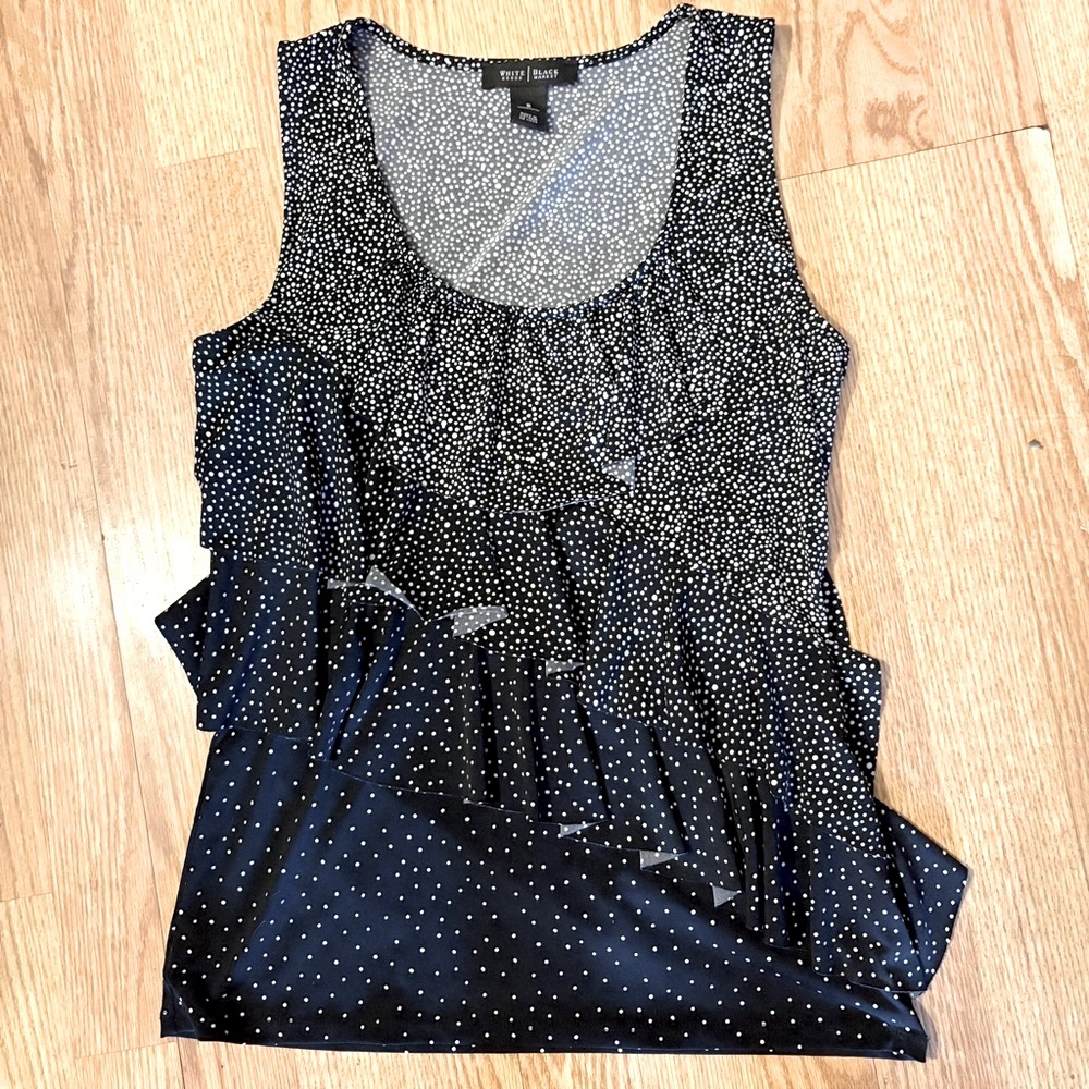 White House Black Market Black Polka Dot Sleeveless Top Size Small